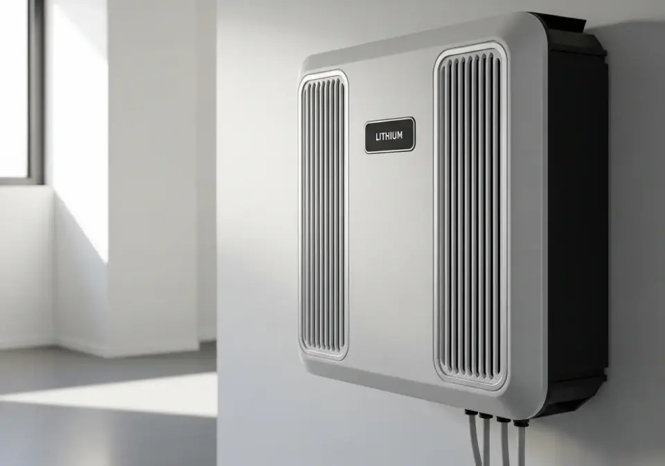 Batterie de stockage lithium installée dans un local technique